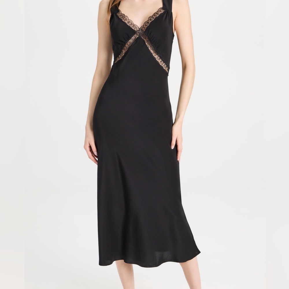Reformation Provence Silk Black Dress